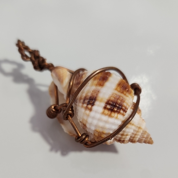 Copper Wire Wrapped Spiral Sea Shell Nautical